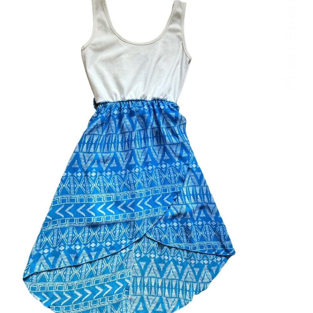 Blue and White Rue21 Aztec High Low Dress